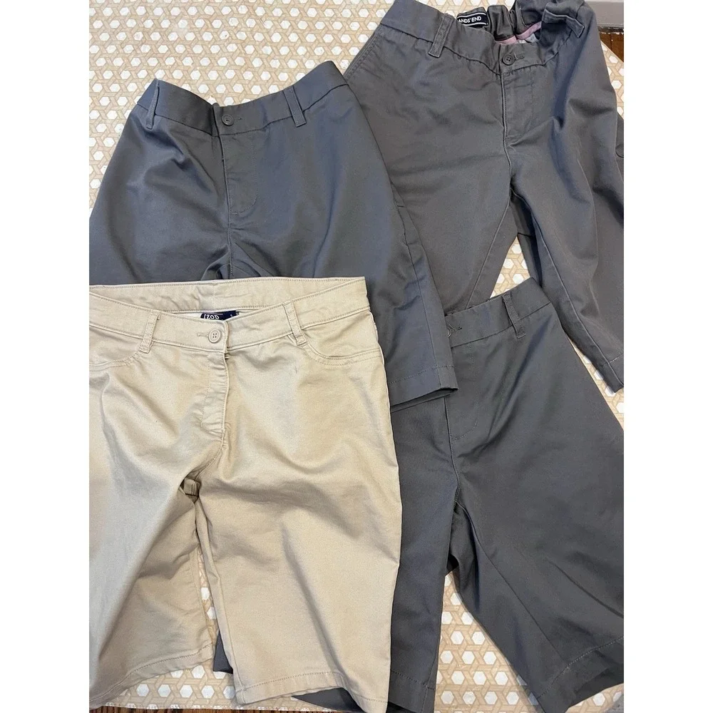 Lands End Girls Teens Size 5 Gray B Shorts School Uniform Elastic Waist Lot Of 4